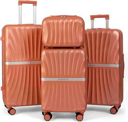 Stylish 4PCS Expandable ABS Luggage Set Elegant Appearance TSA Lock Silent Wheel Suitcase